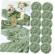 12 Pack Cheesecloth Table Runners Rustic Gauze Tablecloth 29 x 170 Sage Green