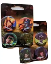 DC Comics buttons pins Joker, Harley Quinn, Swamp Thing, Green Lantern, WonderW
