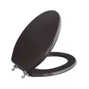 JONES STEPHENS Toilet Seat 14.63" Standard, Designer Wood Elongated Closed Front