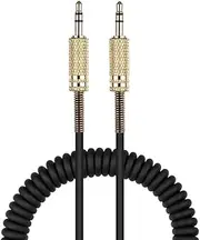 Coyktonty Speaker Cable，Replacement Aux Extension Cord 3.5mm Coiled Audio Cable for Marshall Major 1 2 3 4/Marshall Series Bluetooth Speaker. (Black)