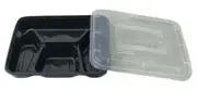 4 Compartment Takeaway Black Containers & Lids 150 Sets