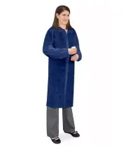 Uline Navy Polypropylene Lab Coats - L, Snap Front, No Pockets, Latex Free