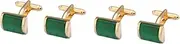 [LIFKOME] 2sets Fashionable Cufflinks Men Green Opal Cufflinks Classic Design Suitable for Formal Events Business Meetings 2pcs*2