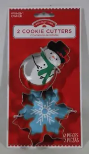HOLIDAY TIME SNOWMAN & SNOWFLAKE STAINLESS STEEL CHRISTMAS COOKIE CUTTERS NEW