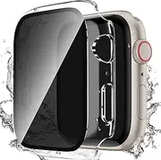 [Zumyzu] Waterproof Privacy Case Compatible with Apple Watch Series 10 42mm with Anti-peep Screen Protector, iWatch Face Cover Protective Bumper for iWatch Case 42mm Clear