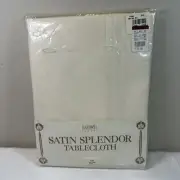 Tablecloth Satin Splendor Ivory Wrinkle-Free Polyester 60" x 80” Oval New