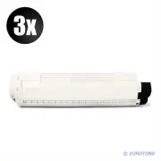 3x Eurotone Eco Toner Black for OKI C-9650-HDN C-9650-DN C-9850-HDTN
