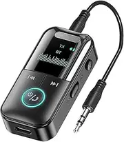 Bluetooth 5.4 Audio Transmitter Receiver, 4-in-1 Wireless Transmitter Adapter, Low Latency/HD Screen/TF Card Aux Adapter for Airplane, Car, Laptop, Radio,TV