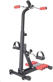 Adjustable Pedal Exerciser with Massage Roller, Arm Leg Exercise Peddler Machine Indoor Fitness Bicycle Physical Therapy Machine for Seniors and Elderly
