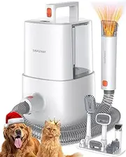 Dog Grooming Vacuum Kit for Shedding: Professional Hair Clippers Pet Groomer Large Dust Cup Strong Suction Deshedding Brush Low Noise Pet Grooming Tools for Home Use Cat Cleaning (White)