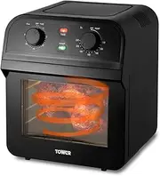 [Tower] T17065 Manual Air Fryer Oven with Rapid Air Circulation and 10 Preset Cooking Options, 12 Litre, Black [Save Upto 50% On Energy Bills]