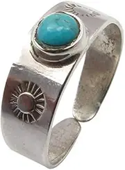 [SilverStarJewel] Cabochon Turquoise December Birthstone Toe Ring Solid Sterling Silver Jewellery