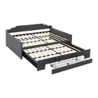 Queen Daybed Trundle Bed Storage Drawer Upholstered Day Bed Frame Grey