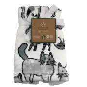 New Deborah Connolly Designs Plush Two Cat White Black Tip Towels Hand Towels