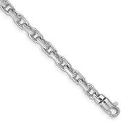 Solid 14K White Gold 7.25 inch 4.2mm Hand Polished Fancy Link with Lobster Clasp Bracelet