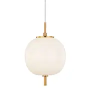 Gaspar Opal Matt Glass Round Brass Pendant Light