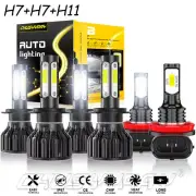 For Smart Forfour 2005-2007 LED Headlight Hi/Lo+Fog Light Bulbs Combo H7+H7+H11 (for: Smart)