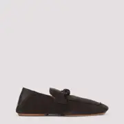 [Bottega Veneta] Bottega Veneta-Brown Driver With Knot Suede Leather Loafers-Uomo 41 IT