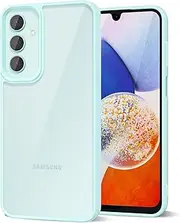 [LoeoeL] for Samsung Galaxy A14 5G Case Clear, Transparent Hybrid A14 5G Phone Case [Hard Plastic & Soft Silicone Bumper] Acrylic Non Yellowing Thin Slim Protective Cover for Women, Teal Mint