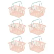 6PCS Mini Shopping Baskets with Handles Small Tiny Baskets, Pink
