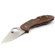 Spyderco Delica 4 - Lightweight Lockback Folding Knife - Brown - VG-10 Steel
