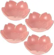 OKUMEYR Ceramic Condiment Cups Flower Shape Serving Dishes for Sushi Salads Vinegar Soy Sauce Desserts Pink 3 Inch Dishwasher Safe