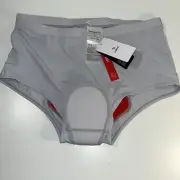 Baleaf Women’s L Large Padded Hi Rise Cycling Underware Light Grey Red Inside