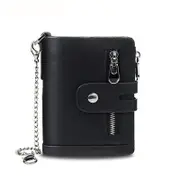 GGP Black Genuine Leather Tri Fold Wallet Fashionable Multi Card Men'S And Women'S Wallet