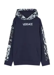 Versace Kids Logo Hooded Cotton Sweatshirt (8-14 Years) - Navy - 12YR (12 Years) 12YR (12 years)