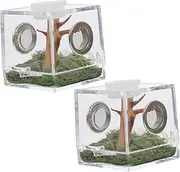 HAPINARY 2 Set Jumping Spider Breeding Box Florida Jumping Spider Habitat Snail Habitat Spider Container Mini Fence Tarantulas Spider Enclosure Reptile Terrarium Mini Carrier Gecko Acrylic