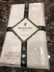 NEW Waterford Linens Barons Court Set of 2 Pearl Fingertip 14"x20" Guest Towels