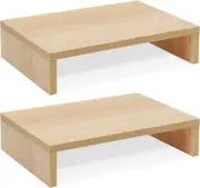 Wood Monitor Stand Riser 2 Pack - Maple Adjustable Dual Monitor Riser for Desk
