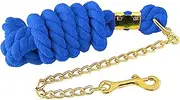 Eigell Leading Rope with Chain Heavy Duty for Leading Training Horse, Goats or Sheep Accessories Brass Bolt Snap Clip Practical Soft, Blue 2.5m