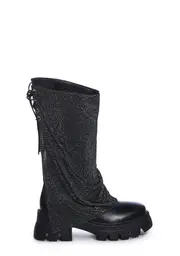 [AZALEA WANG] Bloomfield Chainmail Ankle Boots - Black
