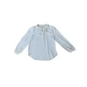 NWT Ann Taylor LOFT Grey Button Up Pullover Blouse Mock Neck Long Sleeves SP