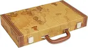 New - 38cm Luxurious Map Backgammon Set - Brown Board