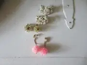 Vintage 3 Pair Vintage Rhinestone Earrings Pink Chandelier & HOBE & Chunky
