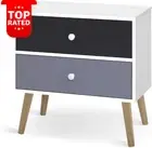 Bedside Table White + Grey + Black Board Side Tables Storage