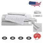 Oeko-Tex Certified 100% Cotton Percale Full Sheet Set in Ticking Stripe Grey
