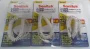 Pack of 3 Sonitek 3.5mm Stereo Cale Gold Plate 6Ft. Aux-In Coiled Cords (White)