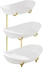 3-Tier Fruit Holder for Counter - Countertop Fruit Display Bowls with Metal Stand | Multi-Layer Acrylic Serving Tray for Kitchen, Dried Fruits, Snacks, Desserts | Decorative Tiered Fruit Bowl Basket