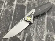 TwoSun Folding Knife 14C28N Blade Titanium/CF Handle Camping Knife TS592-14C28N