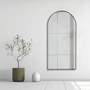 Black Aluminium Arched Mirror 60x120cm Full Length HD Reflection Wall Mounted for Bedrooms Hallways Living Rooms Dressing Rooms Minimalist Modern Décor