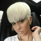 Manly Short Straight Full Bang Platinum Blonde Women's Synthetic Hair Wig