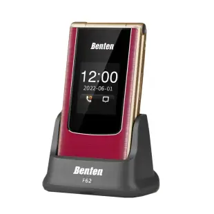 Benten F62 Plus雙螢幕4G折疊手機-紅金-送皮套+電池