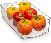 Home Basics Clear Acrylic Food Storage Container Bin for Fridge Freezer or Pantry, Stackable with Handles. Organize Fruit, Vegetables, Yogurt, Snacks, Pasta, Extra Large, 8" x 14"