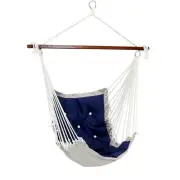 Polyester Fabric Victorian Hammock Chair with Cushion - Navy Blue by Sunnydaze