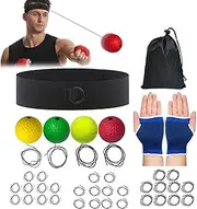 UOEPOWA 38 Pcs Reflex Ball Headband Set, Boxing Equipment Include 4 Different Ball, Headband, Palm Gloves, Carry Bag, Spare Ropes, Perfect for Agility, Fight Skill and Hand Eye Coordination Training