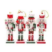 Christmas Nutcrackers Ornaments Set Wooden Soldier Figurine Hanging Decorations