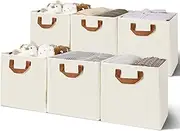12x12 Storage Cubes, Cube Storage Bins with Metal Frame, Foldable Cube Storage Organizer, Closet Storage Baskets, Storage Cube Bins, Storage Bins for Shelves, Beige, 6 Pack